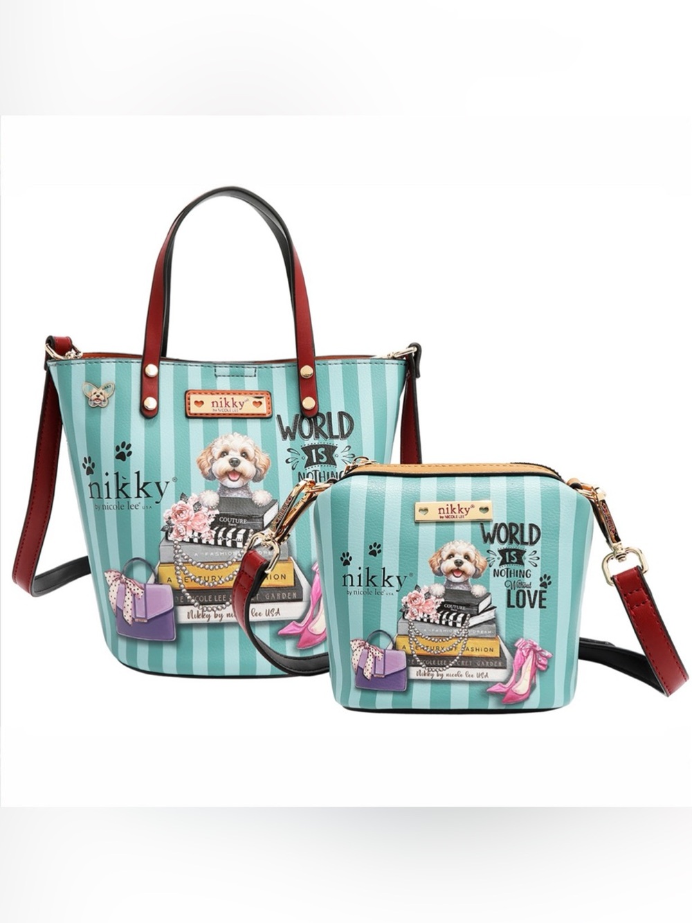NWT Nikki by Nicole Lee MEANT TO LOVE YOU 2PCS BUCKET BAG